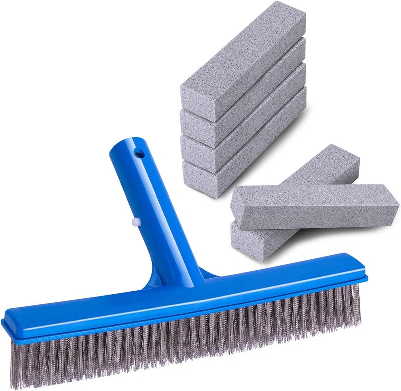 Adnee 7 Pcs Pool Cleaning Kit - Stainless Steel Pool Brush & Pumice Stones for Tile, Metal, Stone - Removes Rust, Calcium Deposits & Stains - Image 1